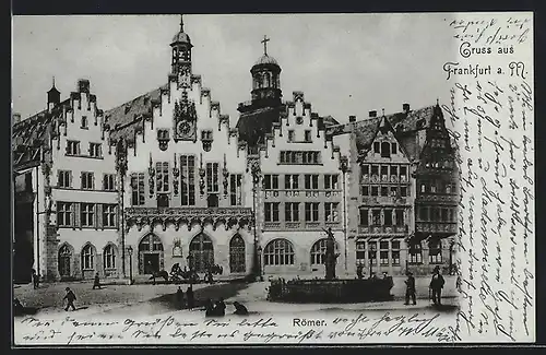 AK Alt-Frankfurt, Römer mit Brunnen