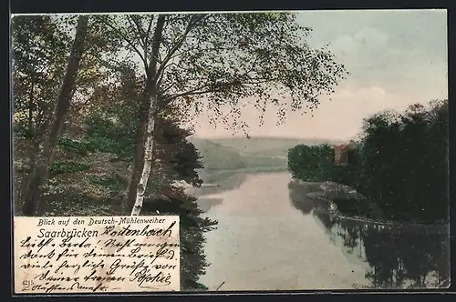 AK Saarbrücken, Blick auf den Deutsch-Mühlenweiher