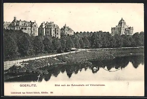 AK Görlitz, Blick nach der Ruhmeshalle mit Viktoriastrasse