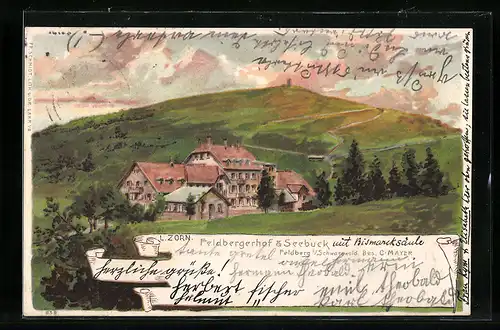 Künstler-AK Ludwig Zorn: Feldberg / Schwarzwald, Feldbergerhof & Seebuck