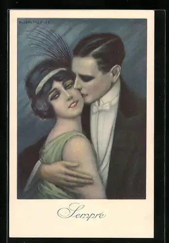 Künstler-AK Nanni: Feines Liebespaar kommt sich näher - Sempre