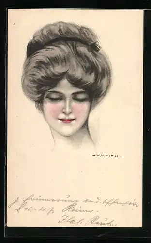 Künstler-AK Nanni: Junge Frau mit Hochsteckfrisur