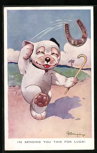 Künstler-AK George Ernest Studdy: Bonzo am Badestrand