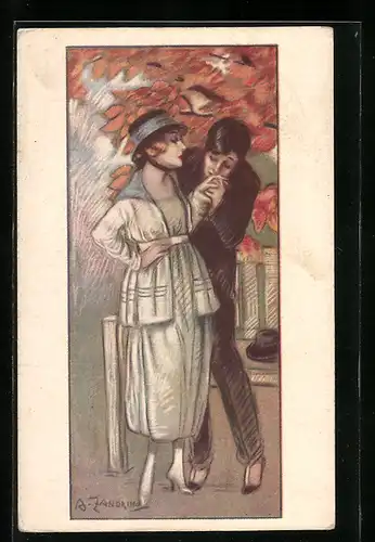 Künstler-AK A. Zandrino: Mann küsst die Hand seiner Angebeteten