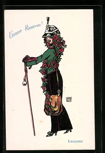 Künstler-AK sign. Wr. de May: Unsere Reserven!, Kavallerie