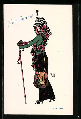 Künstler-AK sign. Wr. de May: Unsere Reserven!, Kavallerie