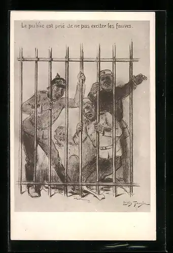 Künstler-AK Louis Tauzin: Soldaten hinter Gittern