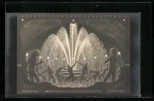 Künstler-AK Fidus: Der strahlende Quell, Nackte Frauen tanzen im Springbrunnen