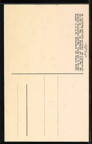 Künstler-AK Fidus: Luzifer-Antlitz, ausdrucksstarkes Portrait