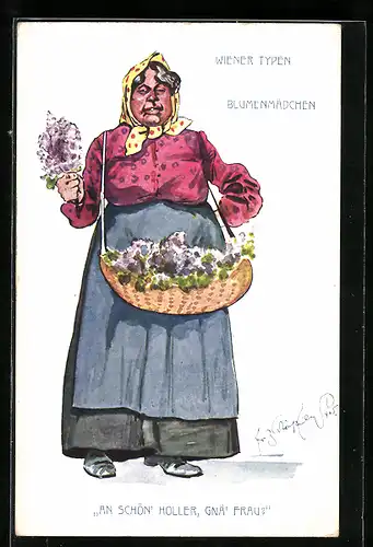 Künstler-AK Fritz Schönpflug: Wiener Blumenmädchen verkauft Flieder
