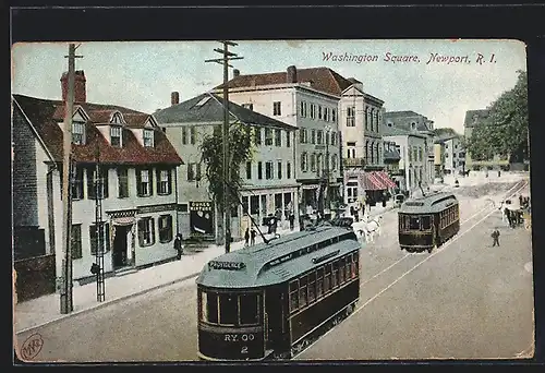AK Newport, RI, Washington Square, Strassenbahn