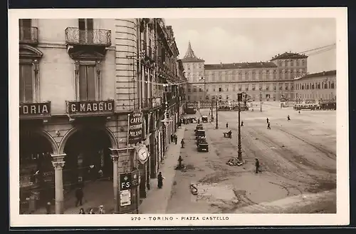 AK Torino, Piazza Castello, Strassenbahn