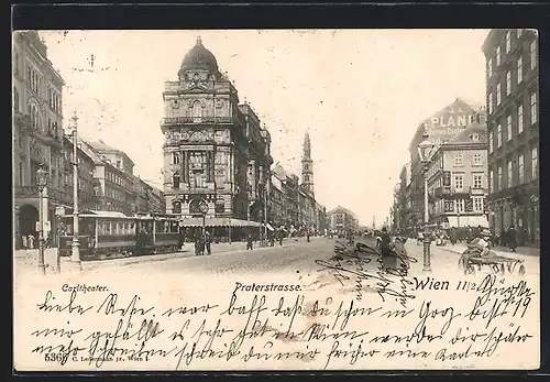 AK Wien, Strassenbahn in der Praterstrasse