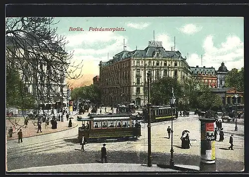 AK Berlin, Potsdamer Platz, Strassenbahn