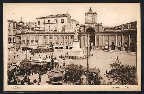 AK Napoli, Piazza Dante, Strassenbahn