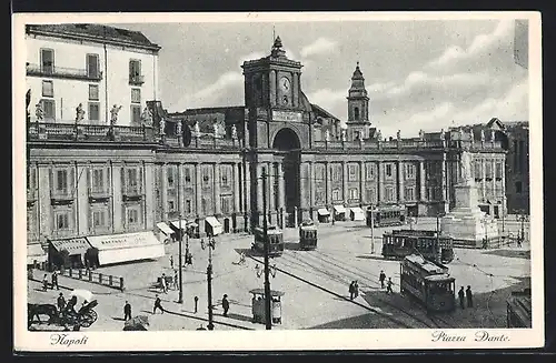 AK Napoli / Neapel, Piazza Dante, Strassenbahn