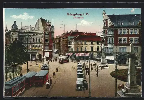 AK Königsberg, Münzplatz, Strassenbahn