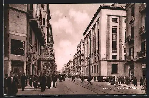 AK Palermo, Via Roma, Strassenbahn