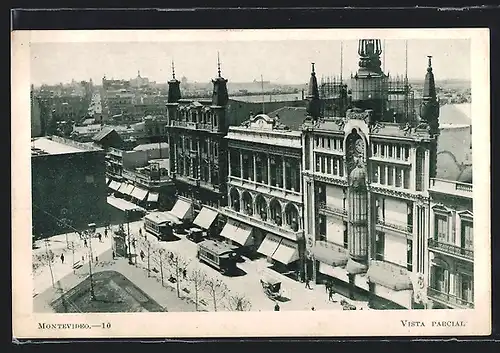 AK Montevideo, Vista Parcial, Strassenbahn