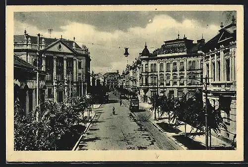 AK Szombathely, Szeil Kalman ucca, Strassenbahn