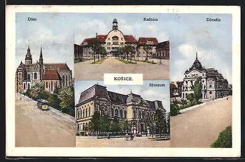 AK Kosice, Divadlo, Dom, Radnica, Museum, Strassenbahn