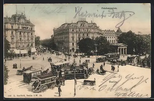 AK Berlin-Tiergarten, Strassenbahn am Potsdamer Platz