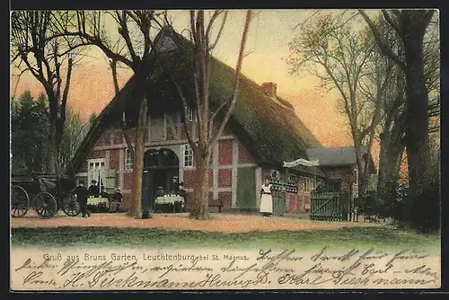 AK Leuchtenburg bei St. Magnus, Gasthaus Bruns Garten