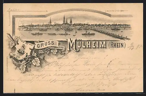 Lithographie Köln-Mülheim, Totalansicht