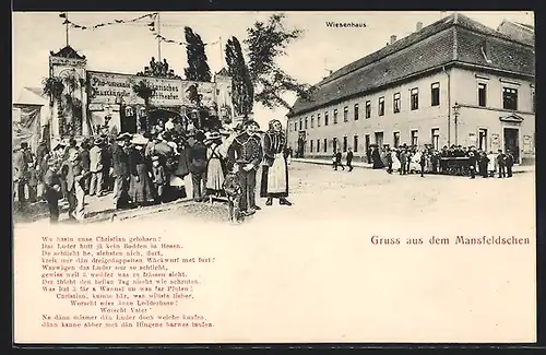 AK Mansfeld, Bergarbeiter am Gasthaus Wiesenhaus, Stadttyp