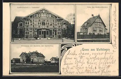 AK Wathlingen, Gasthaus zum Lindenhof, Villa des Grubendirektors, wohnhaus der Beamten des Kaliwerkes