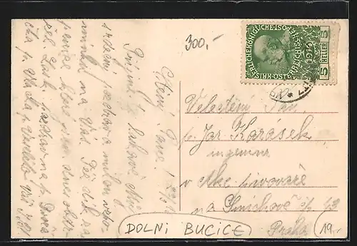 AK Bucice, Celkovy pohled, Cukrovar a nadrazi, Ulice & Skola