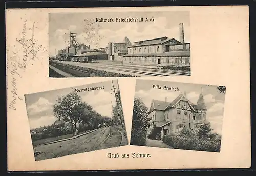 AK Sehnde, Kaliwerk Friedrichshall A.-G., Beamtenhäuser, Villa Ermisch