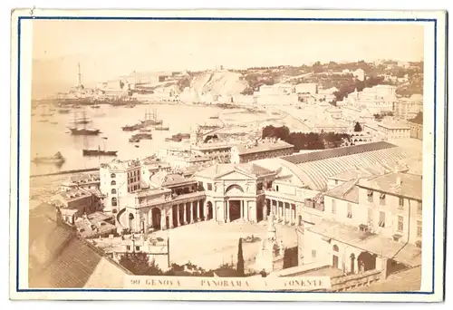 Fotografie unbekannter Fotograf, Ansicht Genova, Blick auf den Bahnhof und Teilansicht der Stadt