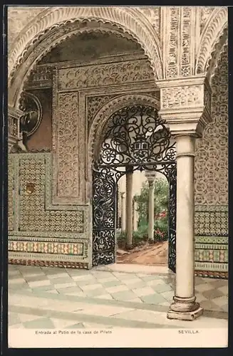 Lithographie Sevilla, Entrada al Patio de la casa de Pilato