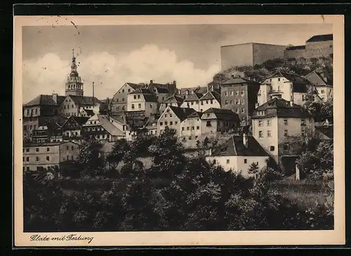 AK Glatz, Teilansicht mit Festung