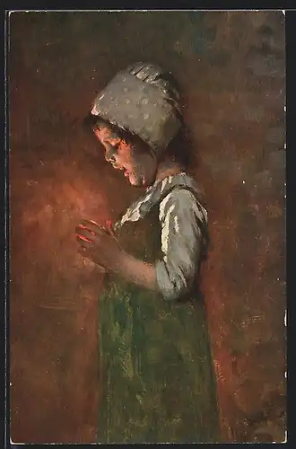 Künstler-AK Hermann Kaulbach: Mädchen beim gefährlichen Spiel