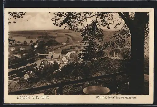 AK Werden /Ruhr, Ortsansicht vom Gasthaus Pastoratsberg J. Mirbach