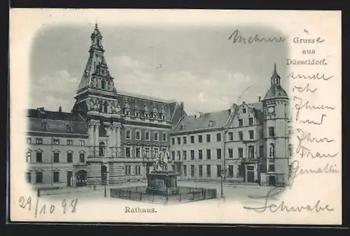 AK Düsseldorf, Rathaus und Denkmal