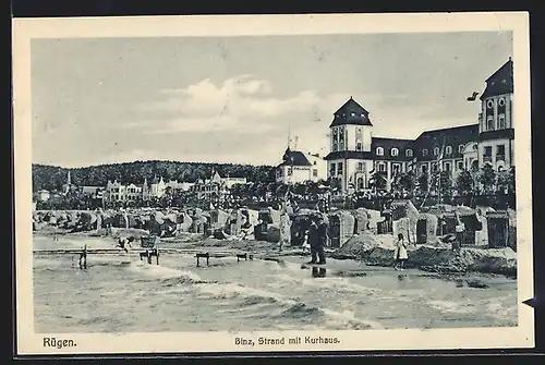 AK Binz /Rügen, Strand mit Kurhaus