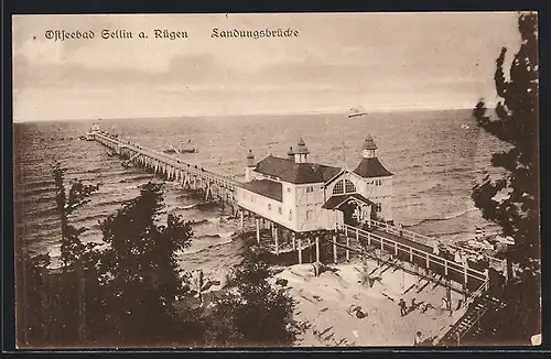 AK Sellin /Rügen, Landungsbrücke aus der Vogelschau