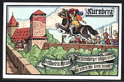 Künstler-AK Nürnberg, Der Eppelein Sprung