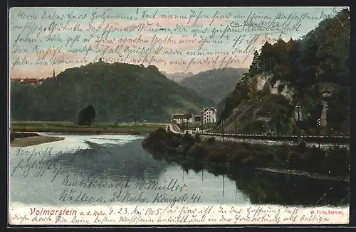 AK Volmarstein /Ruhr, Gasthof Wehberg vom Wasser aus