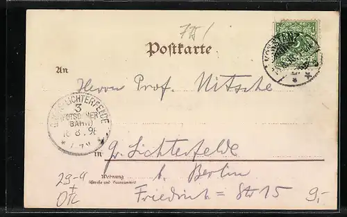 Holzbrand-Imitations-AK Konstanz, Ansicht der Münster, Partie im Hafen