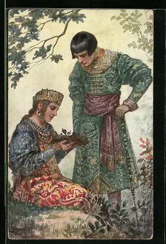 Künstler-AK S.Solomko: Gefunden, Vogelnest