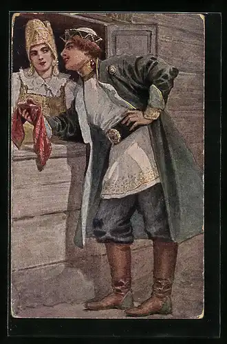 Künstler-AK S. Solomko: Liebespfand, Russisches Paar