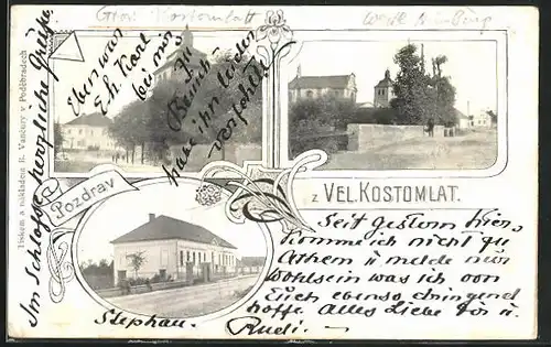 AK Kastomlaty, Ortschaft aus verschiedenen Blickwinkeln