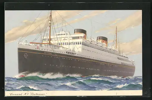 AK Cunard M. V. Britannic, Passagierschiff