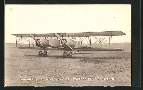 AK Aeroplane Caudron Type C-21 Torpedo Paris-Bruxelles