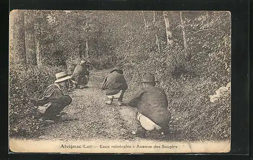 AK Alvignac, Eaux minerales - Avenue des Soupirs, Toilettenhumor, Kurgäste defäkieren auf Waldweg