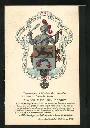 AK La Ville Dunkerque, Wappen 1793